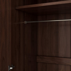 English Elm 2-Door Pine Wood Wardrobe Armoire with Rod & 3 Shelves, Brown Grain Finish—Sturdy 300lb Capacity GX001833AAD