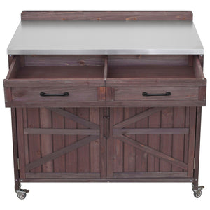 English Elm K&k Outdoor Modular Kitchen Island 2 Piece Fir Wood Stainless Steel Sink Station N707S000024Z