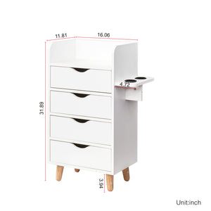 English Elm 4 Layer Salon Storage Cabinet with 2 Dryer Holders, 4 Drawers & Raised Legs — Stylish Hair Stylist Organizer for Salon & Home W331P248070