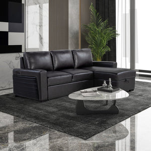 English Elm Montero Sleeper Sectional with Storage Chaise Drop Down Table and Usb Ports B201S00463