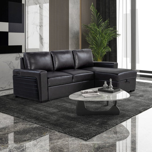 English Elm Montero Sleeper Sectional with Storage Chaise Drop Down Table and Usb Ports B201S00463