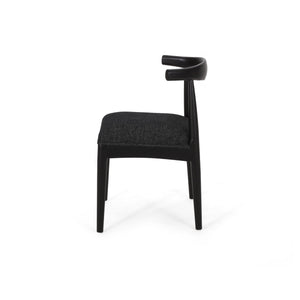 English Elm Christopher Knight Home® - DINING Chair Set of 2 Mid-Century Upholstered Rubberwood Dining Chairs with Tapered Legs and Open Backrest Black N771P266173H