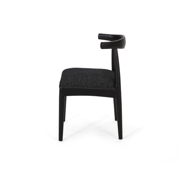 English Elm Christopher Knight Home® - DINING Chair Set of 2 Mid-Century Upholstered Rubberwood Dining Chairs with Tapered Legs and Open Backrest Black N771P266173H