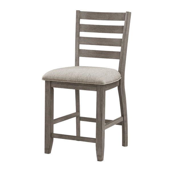 English Elm Trea Ladder Back Counter Stools Cushioned Polyester Seat Cherry Wood Set of Two Beige+Grey B056P416886