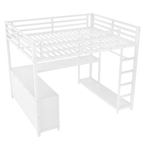 English Elm Metal Twin Xl Loft Bed with L Shaped Desk Wardrobe and Storage for Teens W1580S00368