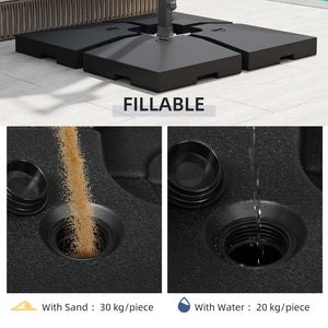 English Elm Outsunny 4-Piece Heavy-Duty Patio Umbrella Base Set, 176 Lbs Water Or 264 Lbs Sand Capacity, Black W2225P174178-GIGA