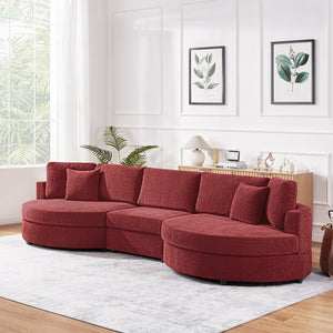 English Elm Christopher Knight Home® - 3-seater Curved Chenille Sofa with Plush 7.5" Seat Cushions and Two Pillows for Stylish Living Red N763S000020J