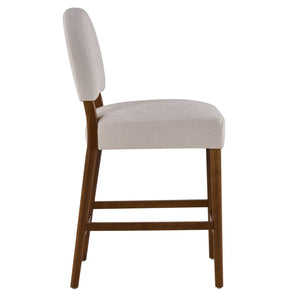 English Elm 26'' Rubberwood Fabric Counterstool Set Padded Backrest Kitchen Island Seating Light Gray N780P394271G