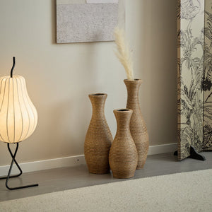 English Elm 3-piece modern PVC floor vase set with tall standalone racks for artificial branches and decor accents Beige W2796P261494