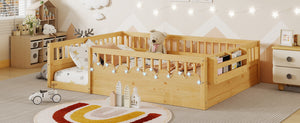 English Elm Full Montessori floor bed offering high rails, built-in light and shelf for safe independent sleep and storage Natural 79.13 L x 13 W x 6.3 H W2593P333587