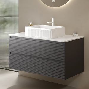 English Elm Vedo/veno 36 Inch Wall Mounted Plywood Bathroom Vanity Cabinet Matte Gray Modern W2615P200124