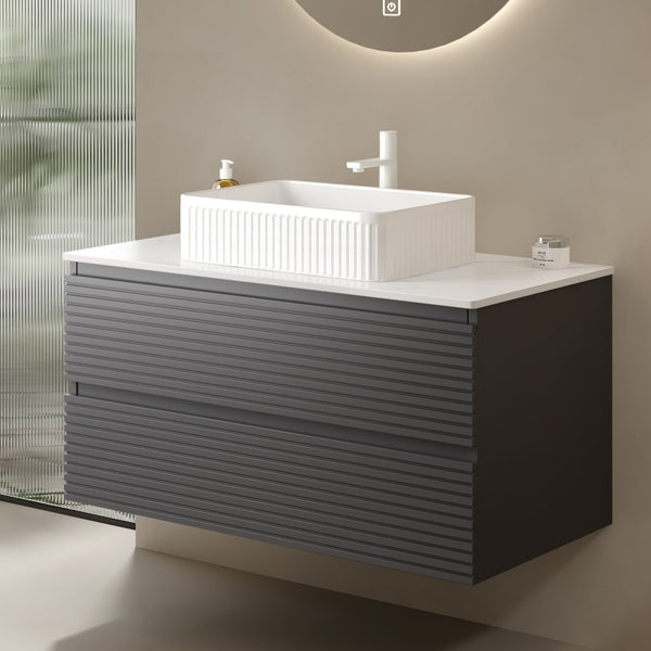 English Elm Vedo/veno 36 Inch Wall Mounted Plywood Bathroom Vanity Cabinet Matte Gray Modern W2615P200124
