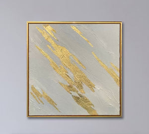 English Elm Golden Waves Hand-Painted Canvas Art – Modern Abstract Wall Décor With Gold Foil Accents, 49”X49” B030P306697