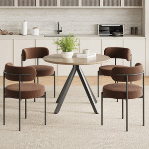 English Elm Dining Table Round Wood Top X Base Mid Century Modern Style Seats Four Compact T3623P411649