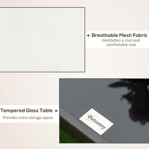 English Elm Outsunny 3-Piece Cream White Glider Bistro Set With Steel Frame & Tempered Glass Table For Patio Fun W2225P200856-GIGA