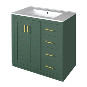 English Elm 30'' Bathroom Vanity - Retro Style With Ceramic Sink, Soft-Closing Doors & Ample Storage Space N710P191947F