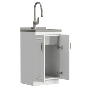 English Elm Darwin Stainless Steel Utility Sink with Shaker Cabinet for Laundry and Garage B136P427213