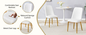 English Elm Table and Chair Set Marble Glass Top Gold Legs Pu Leather Seats Modern Dining White+Gold W1151S04635