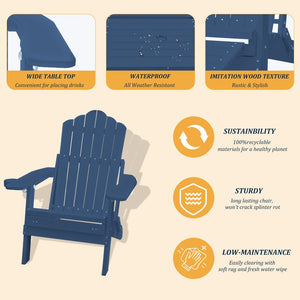English Elm Adirondack Outdoor Patio Chair Polystyrene Wood Grain Finish with Retractable Footrest T3609P482843