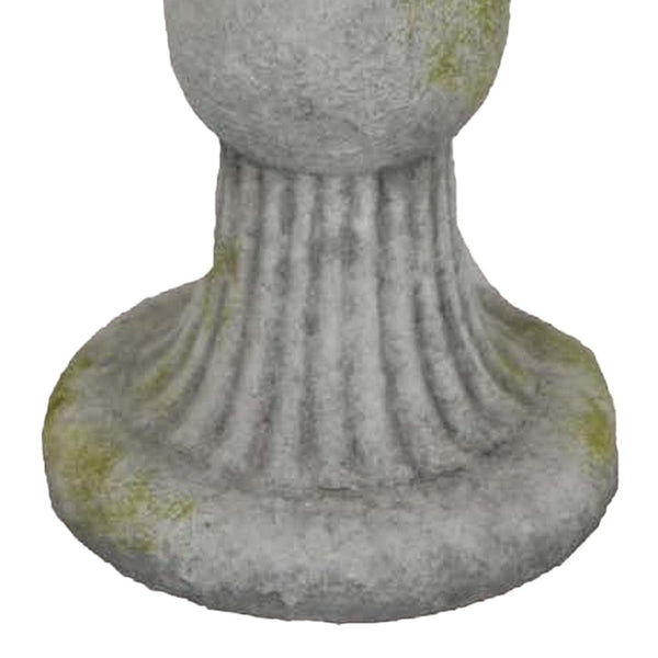 English Elm Ivina Terracotta Bird Bath Feeder Rustic Garden Ornament with Scalloped Basin Grey Green B056P416948