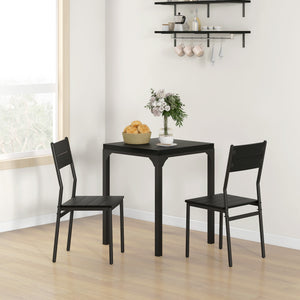 English Elm Homcom 3 Piece Dining Table Set For 2, Modern Black Space-Saving Kitchen Set For Small Homes W2225P217144