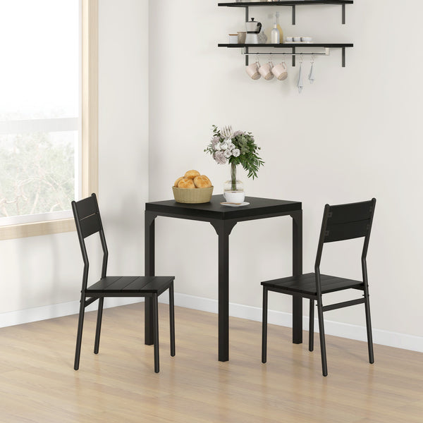 English Elm Homcom 3 Piece Dining Table Set For 2, Modern Black Space-Saving Kitchen Set For Small Homes W2225P217144