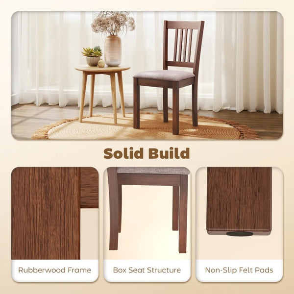 English Elm Comfortable Rubberwood Dining Chairs with Linen Fabric Cushioned Seats Set of 4 T3971P459573
