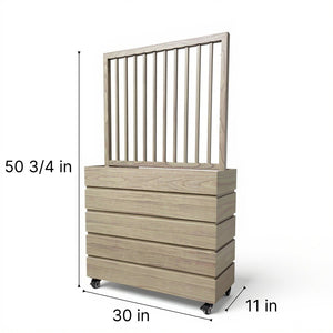 English Elm Terrace Tall Aluminum Divider Planter Warm Wood Tone Finish for Patios and Balconies Ash Brown B2755P462215