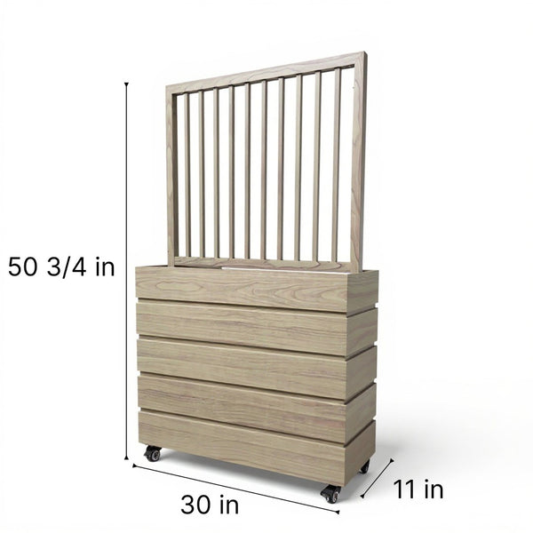 English Elm Terrace Tall Aluminum Divider Planter Warm Wood Tone Finish for Patios and Balconies Ash Brown B2755P462215