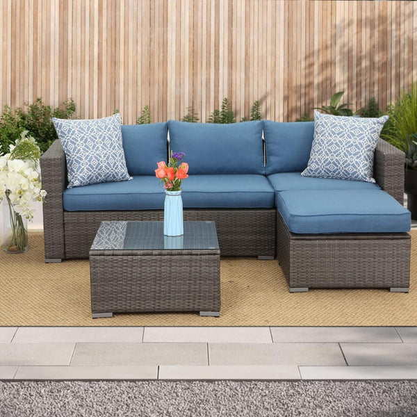 English Elm 59.8"width Outdoor Pe Rattan Modular Loveseat Set with Weather Resistant Cushions B082P455123