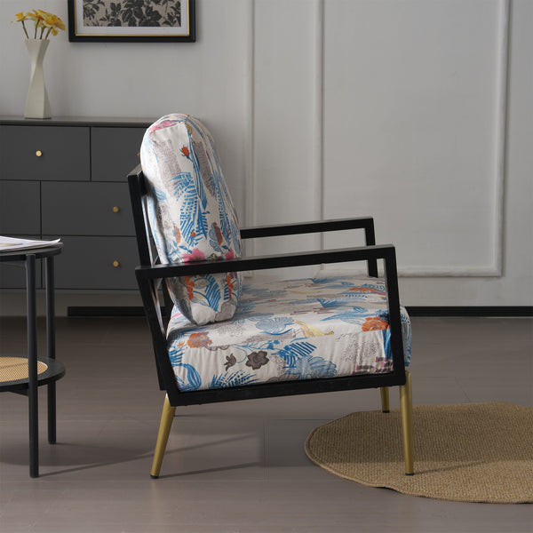 English Elm Christopher Knight Home® - Floral Velvet Accent Chair with Removable Washable Cover, Plush 5.51" Cushions & Gold Legs for Living Spaces N817P237961B
