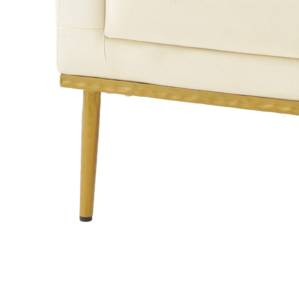 English Elm Modern Velvet Accent Chair Curved Arms Plush Cushion Upholstered Seat for Living Room Beige N763P360686A