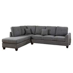 English Elm 2-PCS Ash Black Sectional Sofa with Reversible Chaise, 112" x 85" x 35" Cotton-Blend Fabric Comfort B089S00108