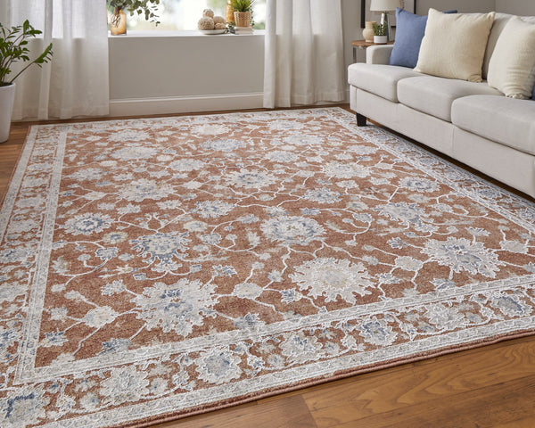 Feizy Rugs Pasha Collection Vibrant Floral Low Pile Rug – Stain-resistant, Soft, And Perfect For High-traffic Areas Red,Ivory,Blue Polyester Pas39m7fterivye70