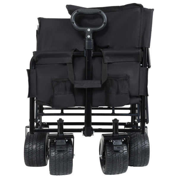 English Elm 3-in-1 Convertible Folding Utility Wagon with Bench Seat Carbon Steel Heavy Duty Black W2932P315006