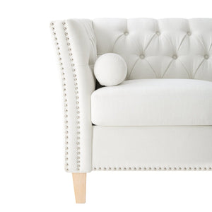 English Elm Elegant Tufted Three Seat Sofa with Nailhead Trim and Solid Wood Legs for Living Room N760P406296A