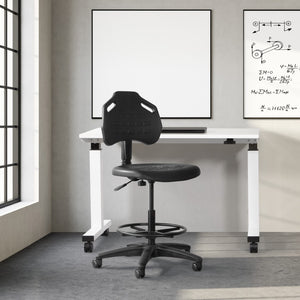 OSP Home Furnishings Vocation Drafting Chair Urethane Seat Pneumatic Height Adjustable with Footrest for Labs KH81375MX