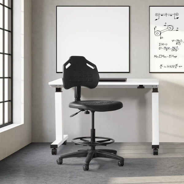 OSP Home Furnishings Vocation Drafting Chair Urethane Seat Pneumatic Height Adjustable with Footrest for Labs KH81375MX