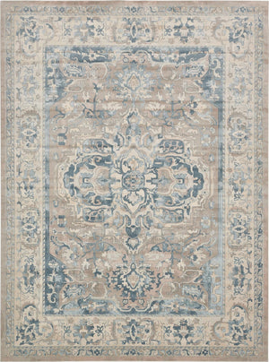 Unique Loom Paris Louisa Machine Made Border Rug Dark Gray, Beige/Blue/Cream/Light Blue/Light Brown 10' 0" x 13' 1"