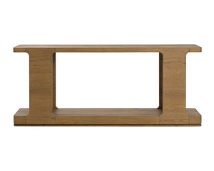Sunpan HERCULES Console Table - Sculptural Design with Reclaimed Oak, Perfect for Entryways and Living Rooms Honey Grey 112530