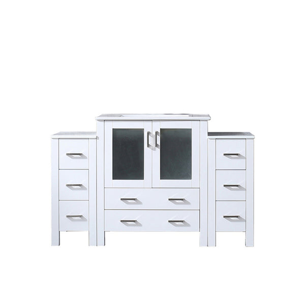 English Elm White 54" Single Bath Vanity with Side Cabinets & White Ceramic Top, Solid Wood, Soft-Close Drawers B2731S00972