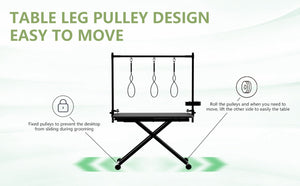 English Elm 47'' Foldable Dog Grooming Table X-lift Adjustable Height Station with Arm Noose Organizer W3587P358750