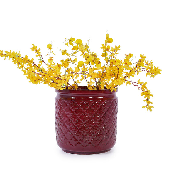 English Elm 3 Pieces Ceramic Flowerpot Set - Modern Bean Paste Red Planters For Stylish Indoor & Outdoor Spaces W3273P321477