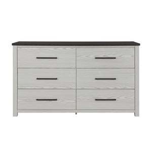 English Elm Avery Solid Wood Chest with Dark Brown Top, Spacious Drawers, Black Bar Handles, Block Feet and Style Beige 64.76 L x 20.47 W x 42.13 H B201P390580