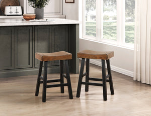 English Elm Transitional Counter Height Stools Set of 2 — 24" Rustic Accent Solid Rubberwood Seats for Islands Black,Brown 39.75 L x 20 W x 9.25 H B011P284437