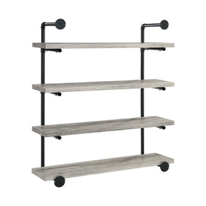 English Elm 39-inch Industrial Wall Bookshelf with 4 Open Shelves, Grey Driftwood Pipe Frame Accent, Stylish Storage B016P381016