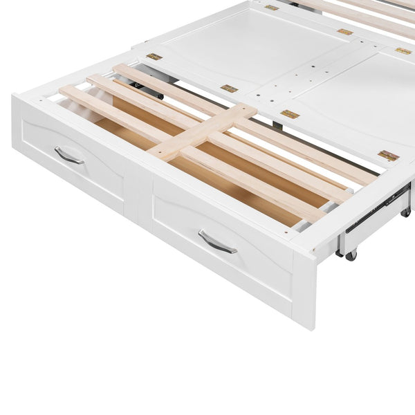 English Elm Full Size Murphy Wall Bed with Storage Drawers Usb Charging Ports and Pulley Mechanism White LP100670AAK
