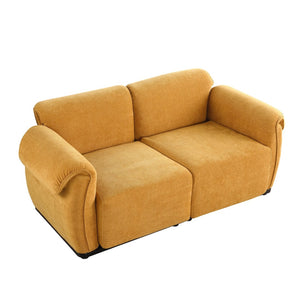 English Elm 102 Inch Linen Modular Sectional Sofa with Hidden Storage and Cloud Cushion Comfort Yellow W1099S00200