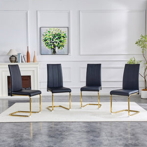 English Elm 4-pack Pu High-back Dining Chairs with Powder-coated Metal Legs for Modern Kitchens W3875P372874