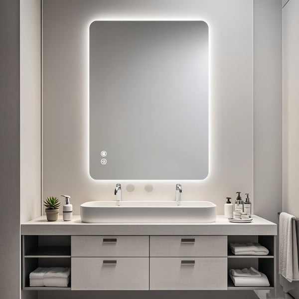 English Elm Rectangular Backlit Mirror Bathroom 24"X36" - Modern Led Illumination, Anti-Fog, & Memory Function W2203P356276-GIGA